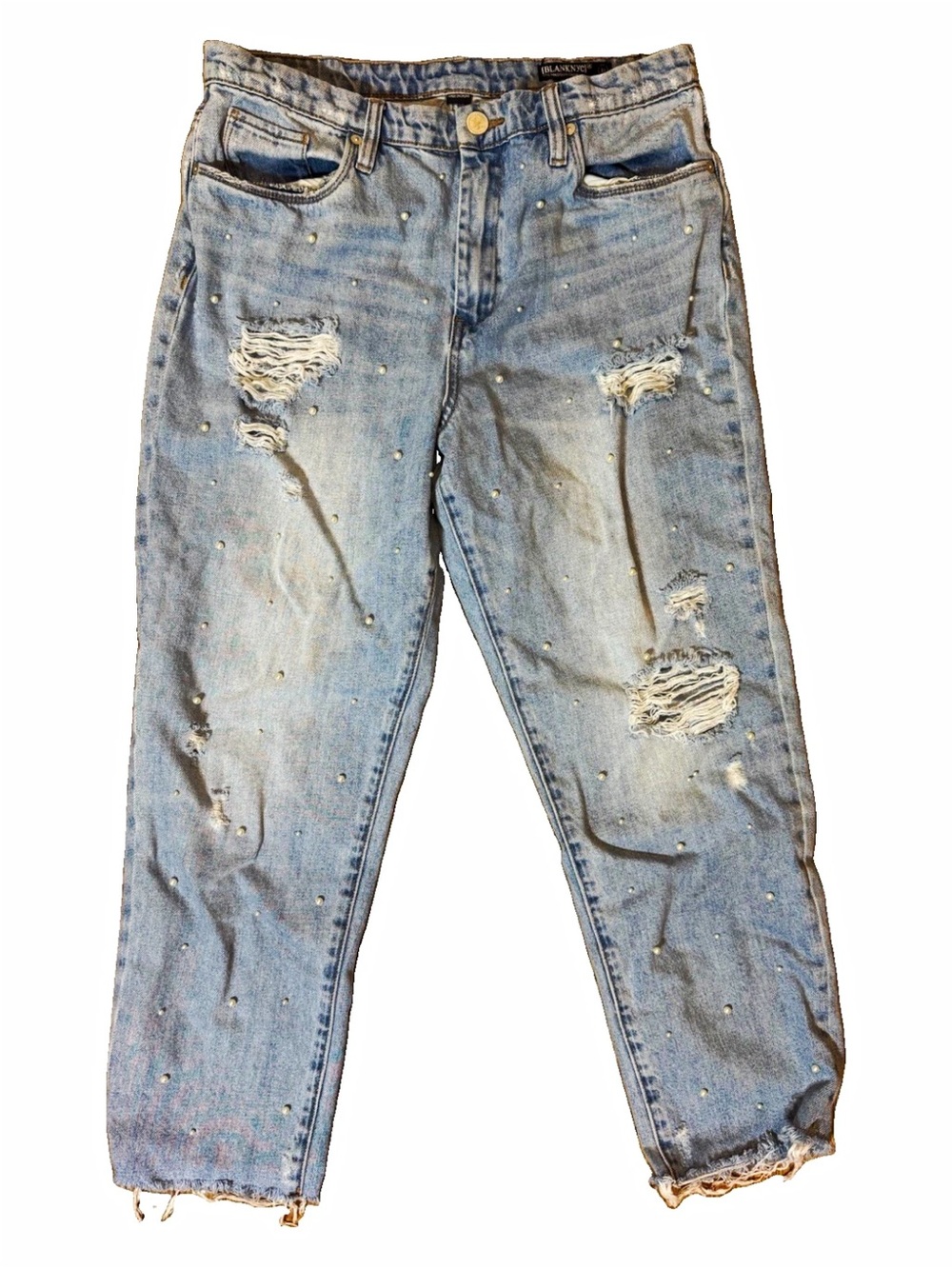 BLANKNYC High-Rise Distressed Cropped Jeans | Light Wash | Size 31